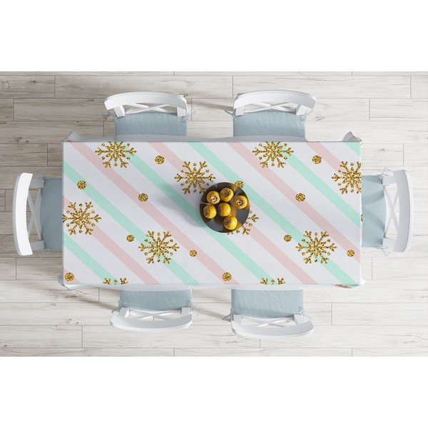 Tovaglia natalizia in misto cotone Oro , 140 x 180 cm Snowflakes - Minimalist Cushion Covers-image-1