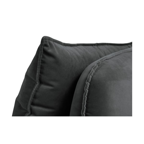 Poltrona lounge in velluto grigio scuro con gambe nere , angolo destro Lento - Kooko Home-image-3
