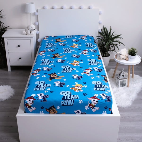 Lenzuolo con angoli per bambini blu in cotone 90x200 cm Paw Patrol – Jerry Fabrics-image-2