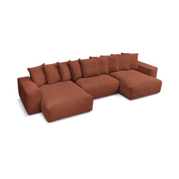 Divano angolare color mattone con rivestimento in velluto a coste Voltaire – Bobochic Paris-image-4