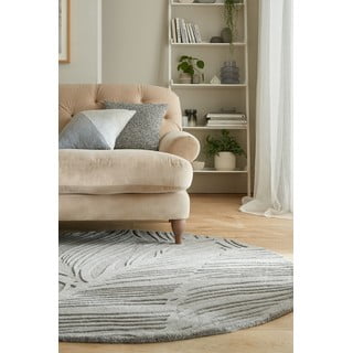 Tappeto rotondo in lana grigia ø 160 cm Leaf - Flair Rugs
