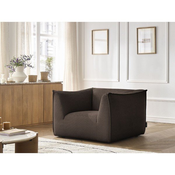 Poltrona marrone con rivestimento in velluto a coste Giorgia – Bobochic Paris-image-1