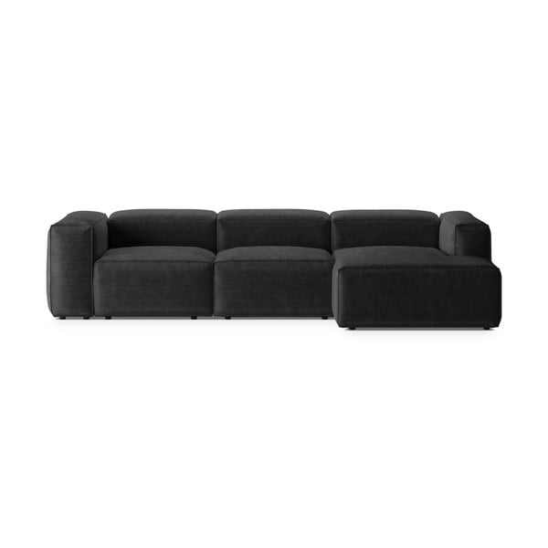 Divano angolare grigio scuro (con penisola a destra/con chaise lounge) con rivestimento in velluto a coste Bergamo – Cosmopolitan Design