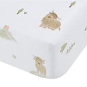 Lenzuolo con angoli per bambini bianco in cotone per culla 70x140 cm Mini Moo Cow – Bianca