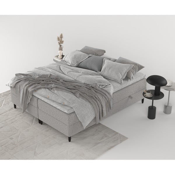 Letto boxspring grigio con contenitore 200x200 cm Malte - Maison de Rêve-image-3