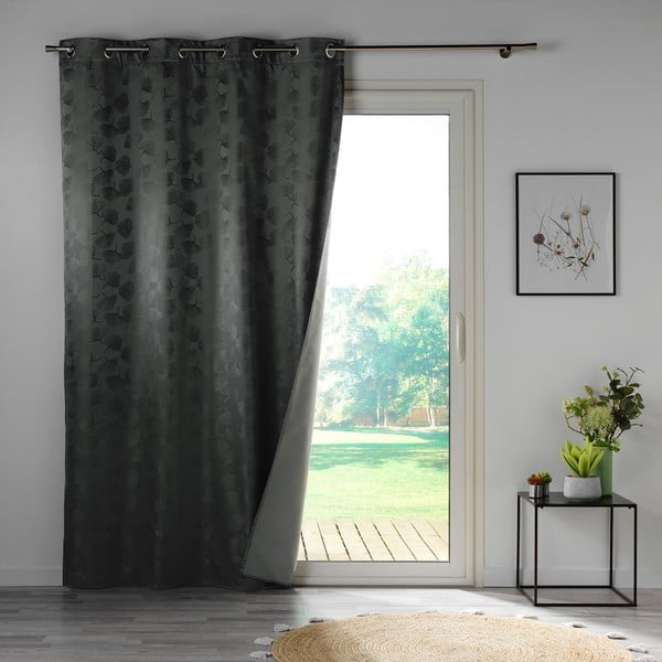 Tenda jacquard antracite oscurante 140x260 cm Lunella - douceur d'intérieur-image-2