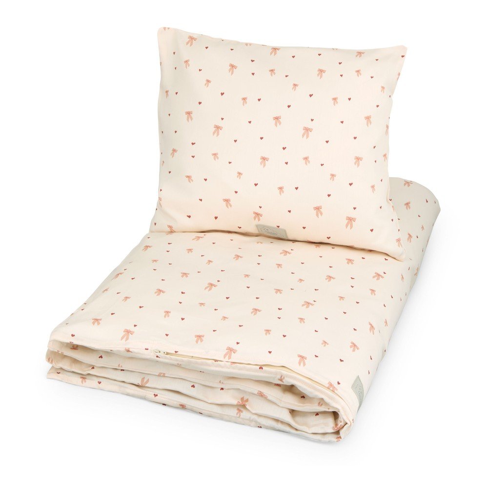 Set copripiumino e federa da bambini giallo chiaro/rosa in cotone organico per letto singolo 140x200 cm Bows – Cam Cam Copenhagen | Biancheria da letto per bambini