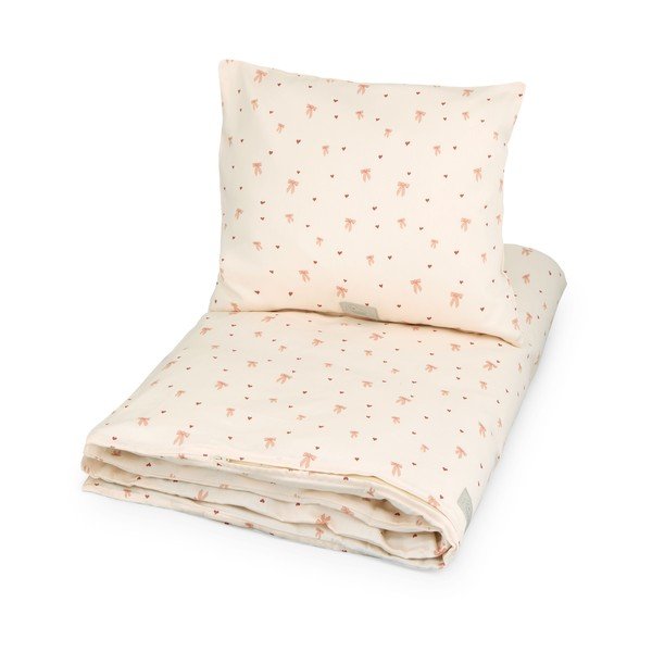 Set copripiumino e federa da bambini giallo chiaro/rosa in cotone organico per culla 100x140 cm Bows – Cam Cam Copenhagen