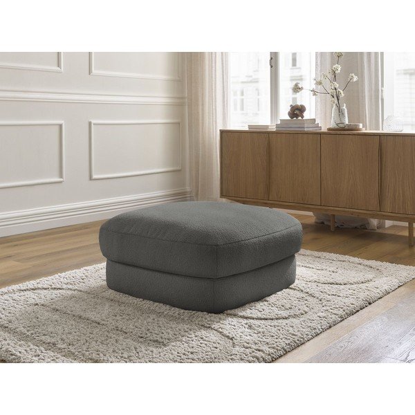 Poggiapiedi grigio scuro con rivestimento in bouclé Leonore – Bobochic Paris-image-1