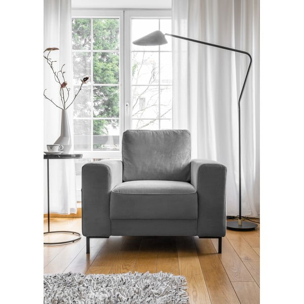 Poltrona in velluto a coste grigio Lofty Lilly - Miuform-image-1