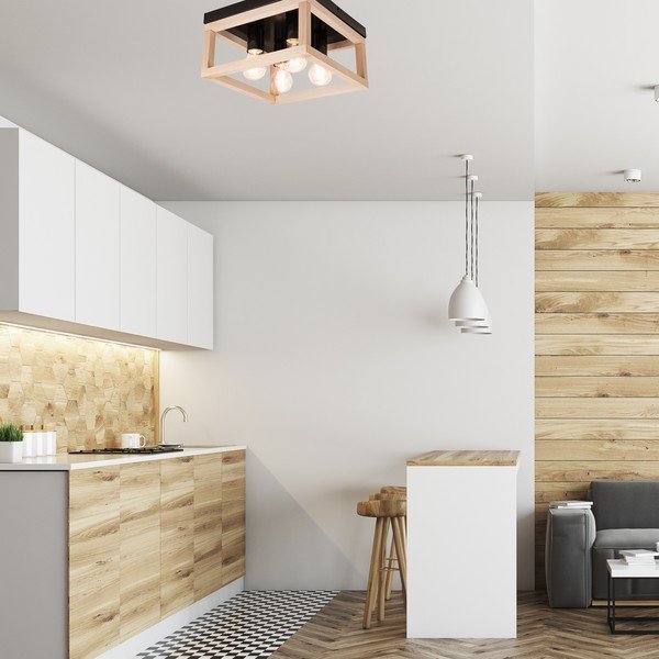 Lampada da soffitto in nero-naturale 30x30 cm Villy - LAMKUR-image-1