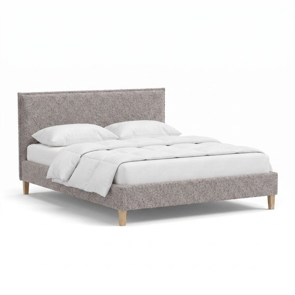 Letto matrimoniale imbottito grigio con griglia 140x200 cm Tina - Ropez