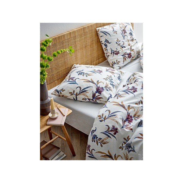 Lenzuolo singolo in cotone sateen blu-beige 140x220 cm Soft Tropic - Södahl-image-1