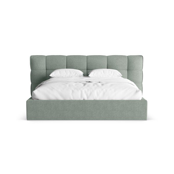 Letto matrimoniale imbottito color menta con contenitore con rete inclusa 140x200 cm Eric – Micadoni -image-4