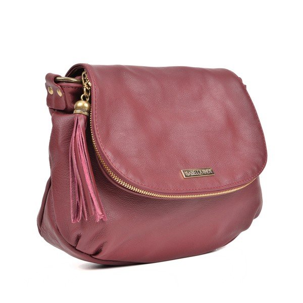 Vínově červená kožená crossbody kabelka Isabella Rhea Martín-image-4