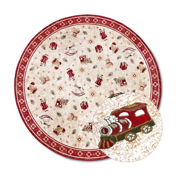 Tappeto rotondo rosso con motivo natalizio in misto cotone ø 200 cm Toy's Delight Red Christmas - Villeroy&Boch