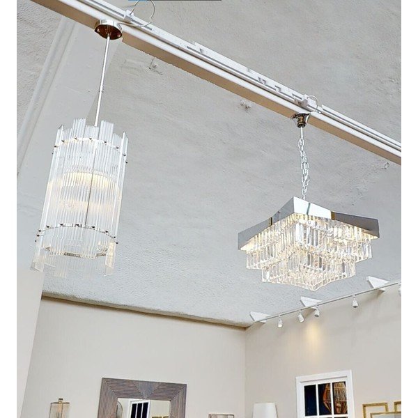 Lampadario argentato in metallo con paralume in vetro ø 27 cm Ritz – Premier Housewares-image-2