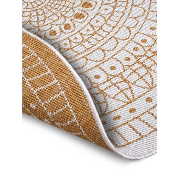 Tappeto rotondo per esterni giallo ocra-bianco ø 140 cm Porto - NORTHRUGS-image-2