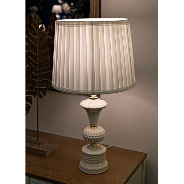Lampada da tavolo bianca con paralume in tessuto (altezza 57 cm) Caserta - Mauro Ferretti-image-1