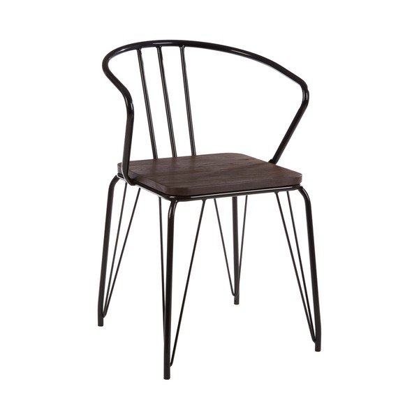 Sedia da pranzo nera/di colore naturale in olmo massiccio District – Premier Housewares
