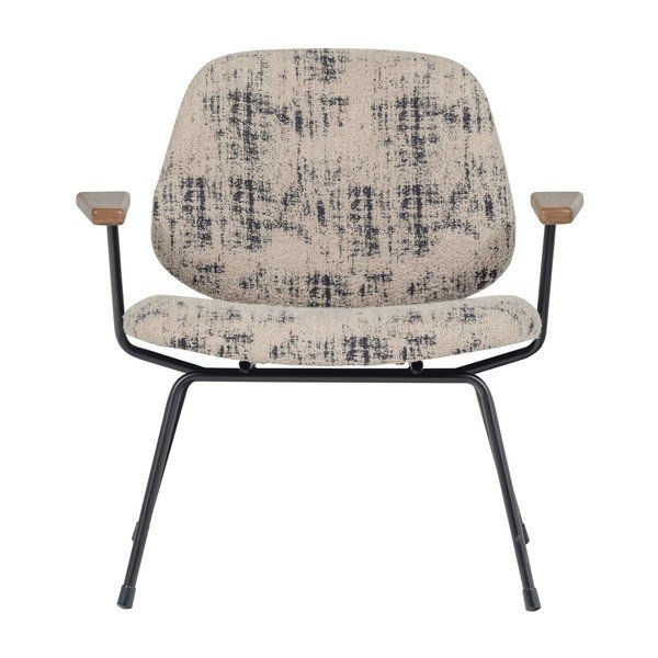 Poltrona beige con rivestimento in ciniglia Aure – WOOOD-image-1