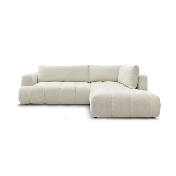 Divano angolare beige allungabile e con contenitore (penisola a destra/a L) Fuji – Bobochic Paris