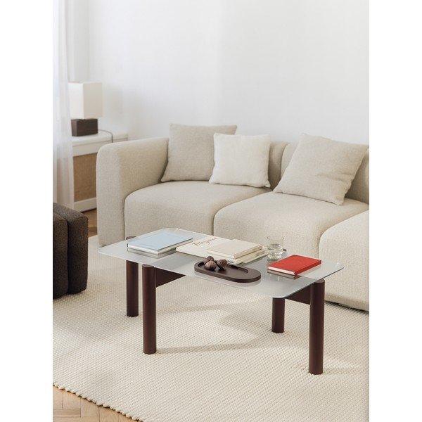 Tavolino da salotto burgundy con piano in vetro 55x105 cm Kob – noo.ma-image-1