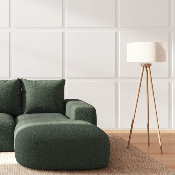Divano angolare verde (con penisola a destra e chaise lounge) rivestito in bouclé Monce – Rodier-image-3