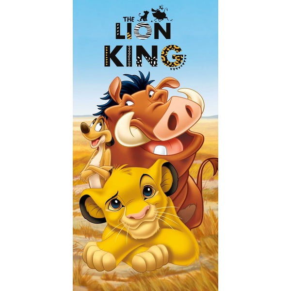 Asciugamano per bambini blu/marrone in cotone 70x140 cm Lion King – Jerry Fabrics