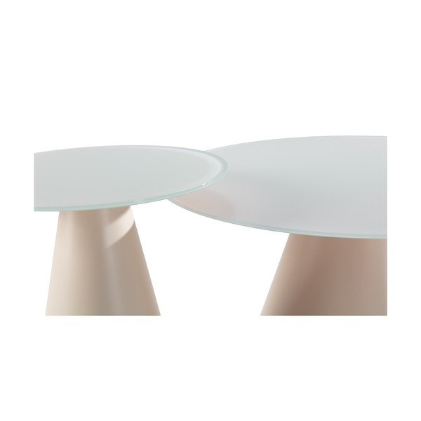 Set di tavolini da salotto rotondi color crema con piano in vetro 2 pz ø 80 cm Vida – MOME-image-2