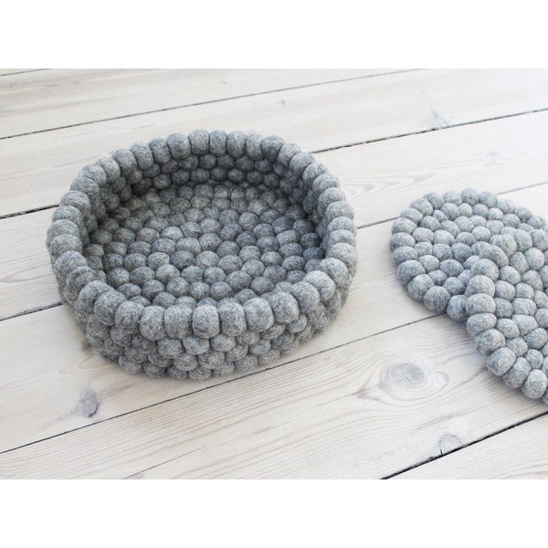 Cesto portapalloni in lana grigio acciaio Cesto portapalloni, ⌀ 28 cm - Wooldot-image-2