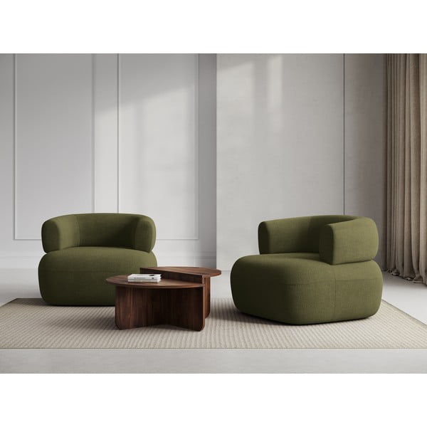 Poltrona in tessuto bouclé verde Jenny - Micadoni Home-image-1