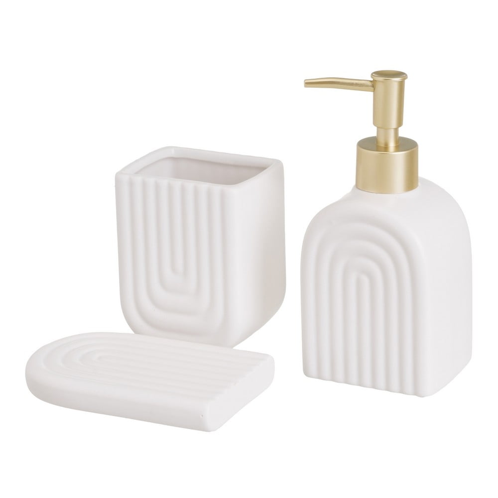 Set di accessori per il bagno bianco in ceramica – Casa Selección | Set accessori per il bagno