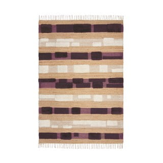 Tappeto viola/di colore naturale in misto iuta tessuto a mano 120x170 cm Medina Blocks – Flair Rugs