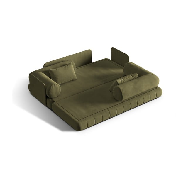 Divano verde allungabile con rivestimento in velluto 206 cm Kemi – Cosmopolitan Design-image-1
