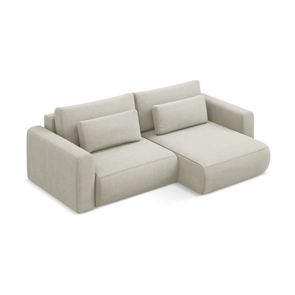Divano angolare beige allungabile/con contenitore (con penisola a destra/con chaise lounge) Kapua – Makamii-image-2