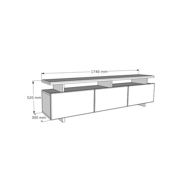 Tavolo TV in legno di pino di colore naturale 174x52 cm Natural - Kalune Design-image-4