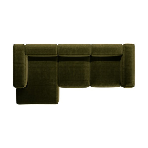 Divano angolare verde (con penisola a sinistra/con chaise lounge) con rivestimento in velluto a coste Bergamo – Cosmopolitan Design-image-3