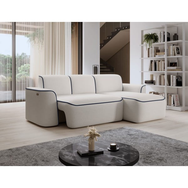 Divano angolare blu/color crema (con penisola a destra/con chaise lounge) e rivestimento in bouclé Ume – ELTAP-image-4