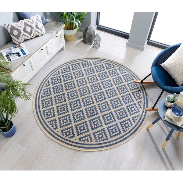 Tappeto rotondo per esterni blu/beige ø 160 cm Moretti - Flair Rugs-image-2