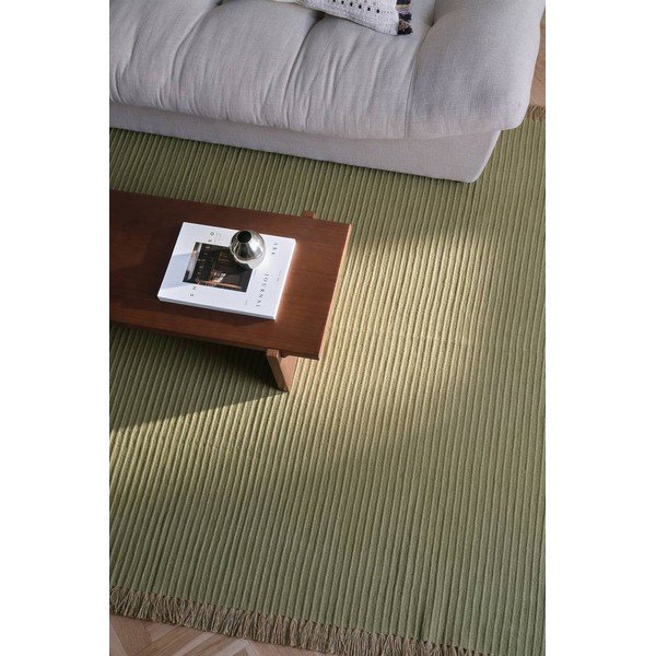 Passatoia verde in misto cotone tessuta a mano 80x150 cm Channa – Jotex-image-1