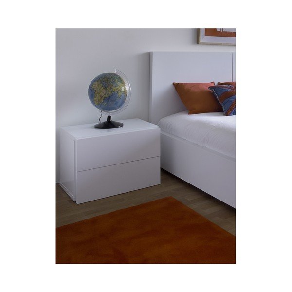 Comodino bianco lucido con 2 cassetti Aurora - TemaHome-image-1