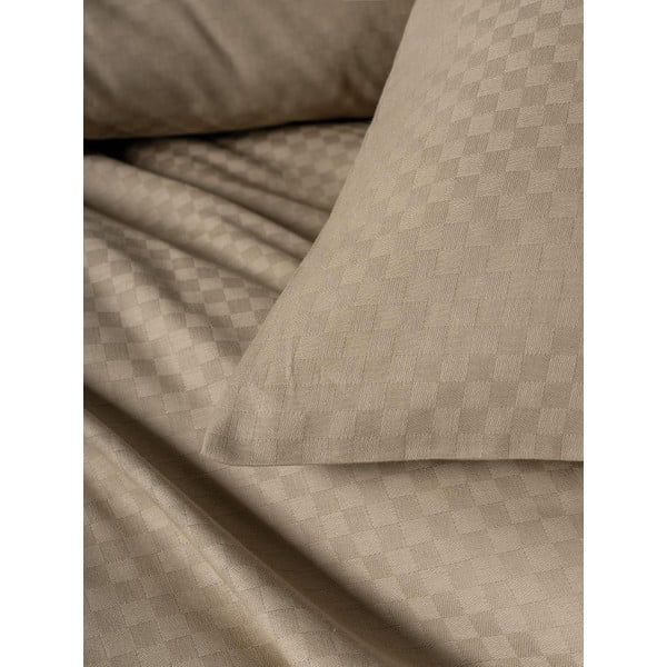 Set copripiumino e federa marrone in cotone renforcé per letto matrimoniale ed esteso 240x220 cm Checkered – Mila Home Luxury-image-3