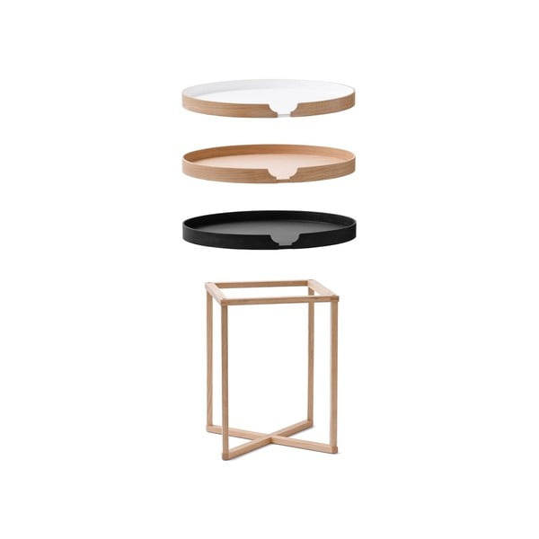 Tavolo contenitore in legno di quercia con piano estraibile Damieh, 45x45 cm Damien - Wireworks-image-3