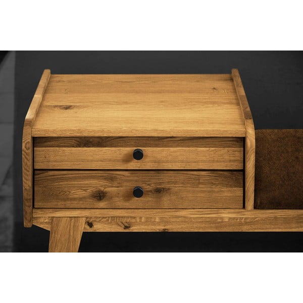 Panca con cassetti in legno di quercia con seduta arancione Retro - The Beds-image-4