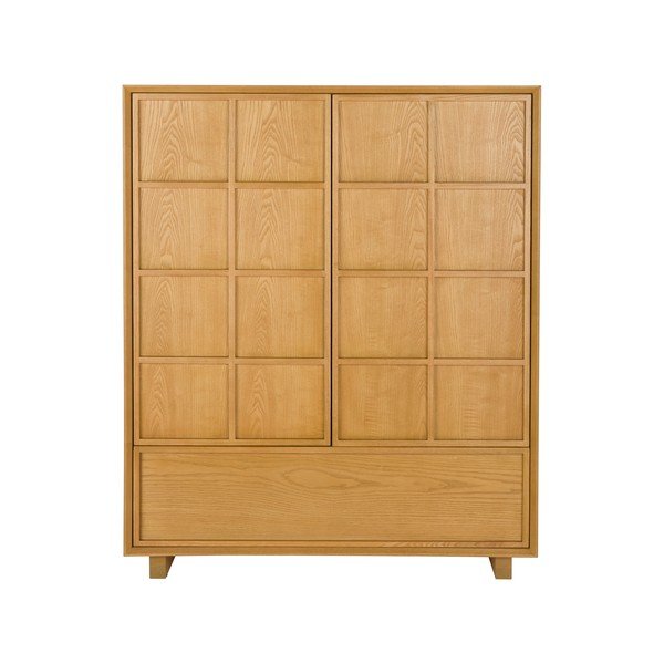 Armadietto di colore naturale in frassino massiccio 100x120x45 cm Raster – Zuiver