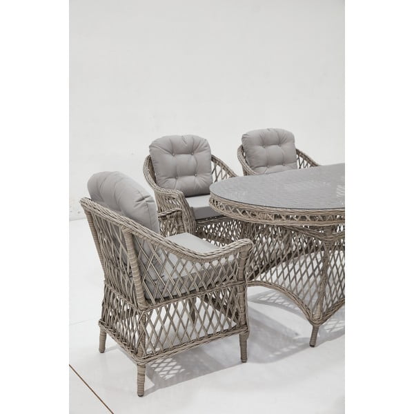 Set da pranzo da giardino in rattan grigio chiaro per 6 persone Nova - Floriane Garden-image-4