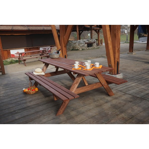 Set da pranzo da giardino in legno di pino per 6 persone Piknik - Rojaplast-image-3