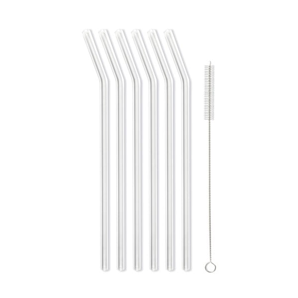 Set di 6 cannucce in vetro bianco per bere, lunghezza 23 cm - Vialli Design