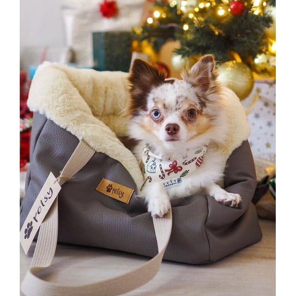Cassa in ecopelle marrone 35x21 cm Snow - Petsy-image-1